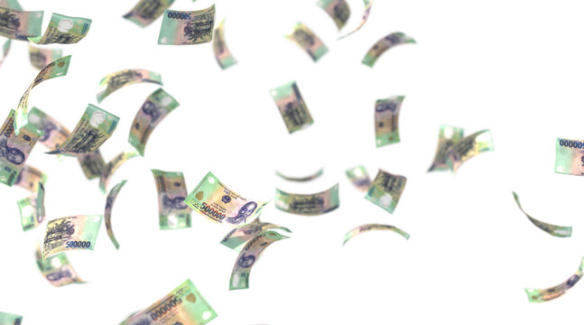 Vietnamese currency with a denomination of 500,000 VND, 3D Rendering