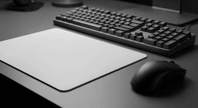 Computer keyboard mouse and mousepad desk.