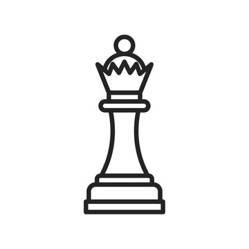 Chess queen icon. Powerful strategic piece for business management outline vector illustration.