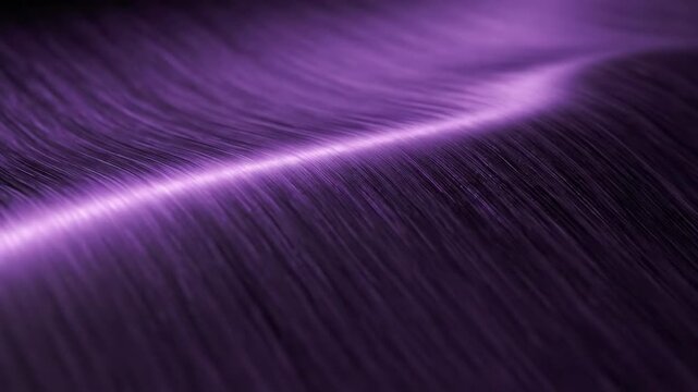 Abstract purple brushed metal texture background with soft wavy light reflections.