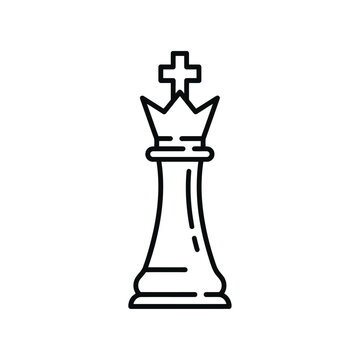 King chess piece icon vector. Strategic leader and royal gaming element outline vector illustration.