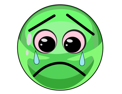 emoji icon vector with sad expression with teary eyes reaction