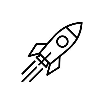 Rocket icon vector. Space shuttle for business startup and goal outline vector illustration.