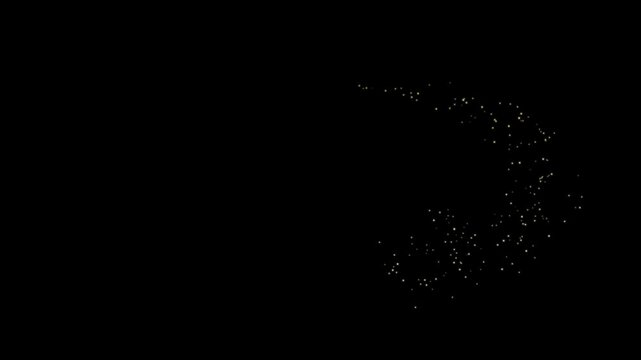 Golden Glitter Stars and Shimmering Bokeh Light Animation, Magic Sparkle Trail Burst, Fairy Wand Dust Path, Twinkling Star Lines, Glowing 2D Cartoon Shine Effect, 4K Loop on Alpha Channel Black Screen