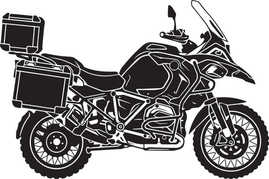 Adventure Touring Motorcycle Silhouettes with Luggage