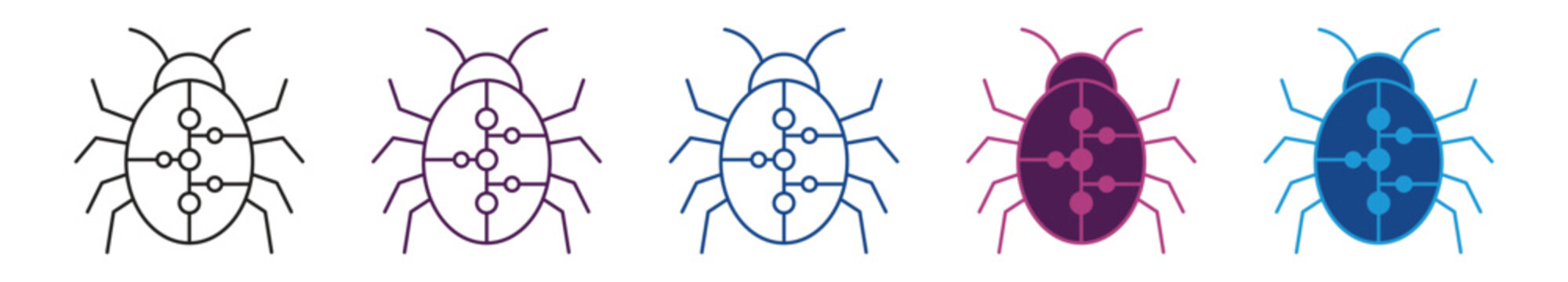 Computer bug icon set, vector illustration.