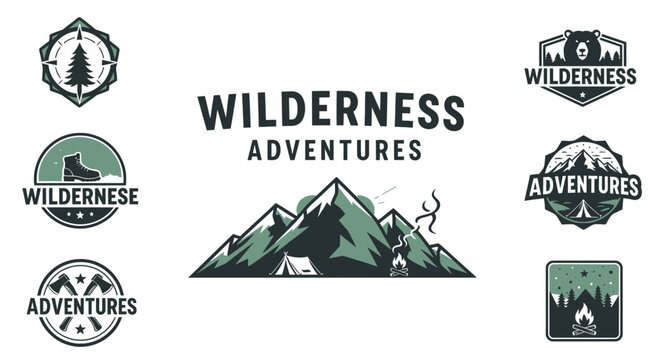 Wilderness adventure logo designs and icons.