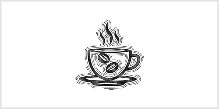 Steaming Cup Of Coffee With Beans
