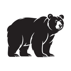 Obraz premium Black silhouette of a bear standing and facing slightly right