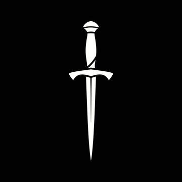 White dagger with curved blade tip.