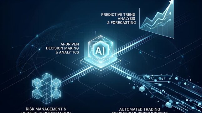 Futuristic Holographic AI Analytics Icon with Glowing Blue Light Pulsing Above Dark Digital Background
