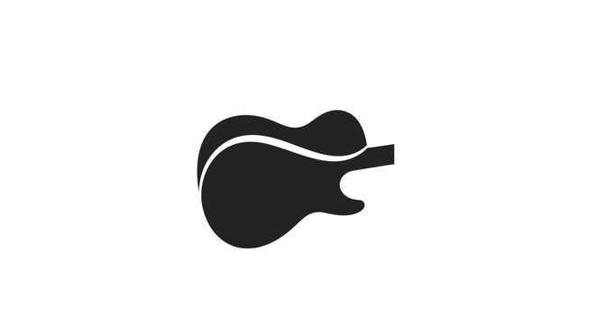 Electric Guitar Icon Black Silhouette.