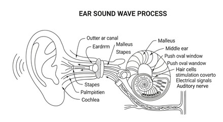 Human Ear Anatomy Sound Process. © Alex
