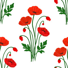 Naklejka premium red poppies seamless pattern for fabric textiles and wallpaper for home and decor
