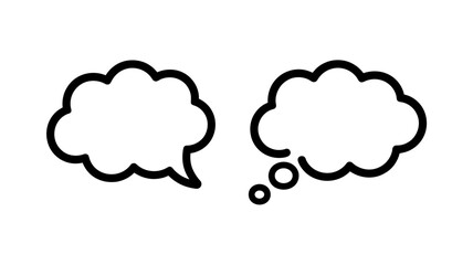 Obraz premium Two blank speech bubbles are displayed against a white background one with a tail and the other with three smaller bubbles high quality professional detailed modern