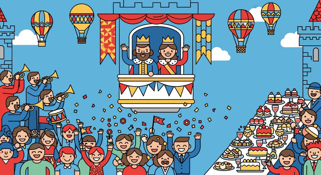 King unleashes Kamehameha wave on a sunny day during a festive parade