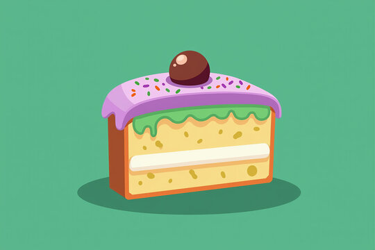 Delicious King Cake Slice with Hidden F&egrave;ve Illustration