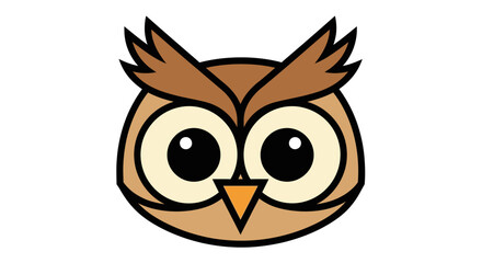 Fototapeta premium Cute Cartoon Owl Head Illustration