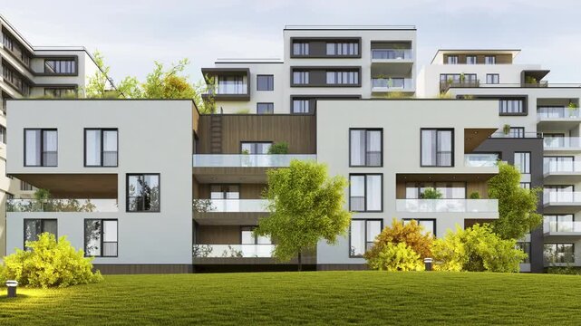Modern apartment buildings