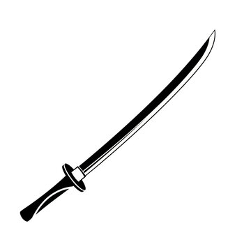 A Japanese sword with a curved blade.