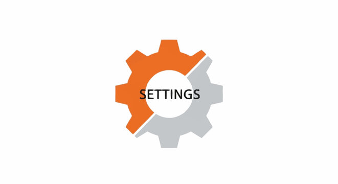 Gear icon with settings on white background.