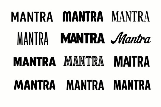 Slogan mantra phrase vector wordmark logo set offering distinct styled variations.