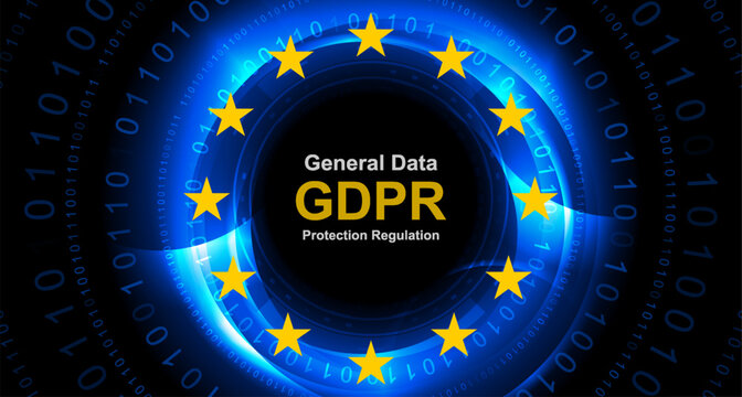 General Data Protection Regulation. GDPR concept vector background with European Union stars and digital binary code