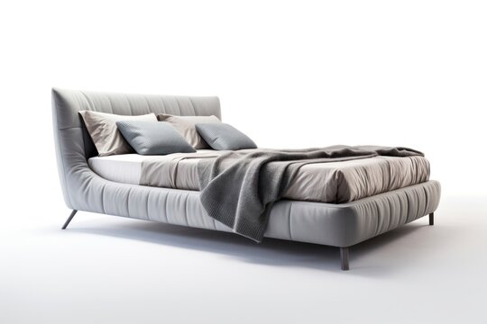 A grey luxury bed furniture cushion white background.