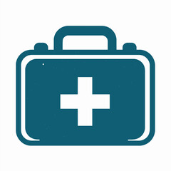 Obraz premium Minimalist vector illustration of a detailed survival first aid kit box, representing emergency preparedness, health, and safety supplies, ideal for warning signs and signage design.