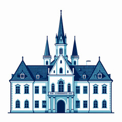 Fototapeta premium Vintage Bavarian Architecture Crest Logo: Historic Munich Building Stamp Illustration Vector Graphic