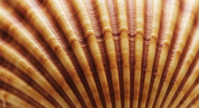 Close-up Macro View of a Textured Seashell Surface.