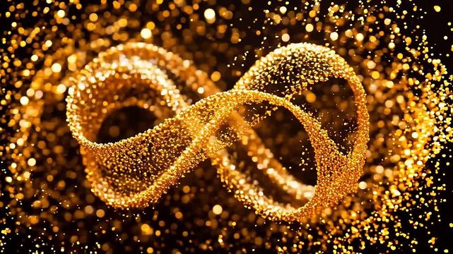 Golden particle ring rotating in black space