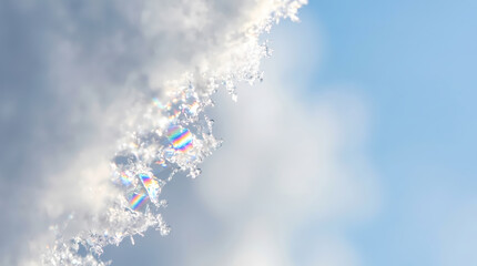 Naklejka premium Textures of ice particles in the sky nature macro photography vibrant clouds high angle beauty of winter