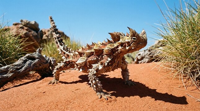 Thorny devil in a desert