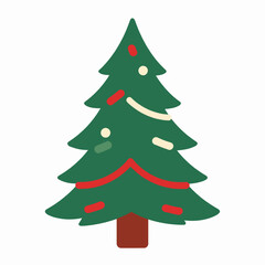 Fototapeta premium Minimalist Christmas Tree Vector Icon Illustration: Festive Seasonal Holiday Greeting, Flat Graphic Design Element for December Decor and Celebration