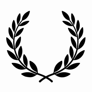 Rustic laurel wreath vector border drawing, imperfect sketch frame for award design, winner decoration concept