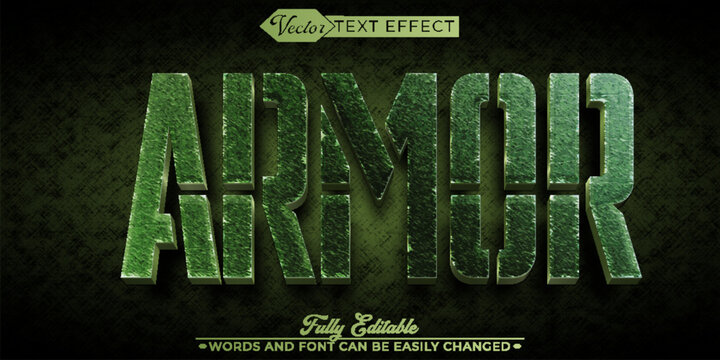  Heavy Metal Armor Protection Typography Vector Fully Editable Smart Object Text Effect