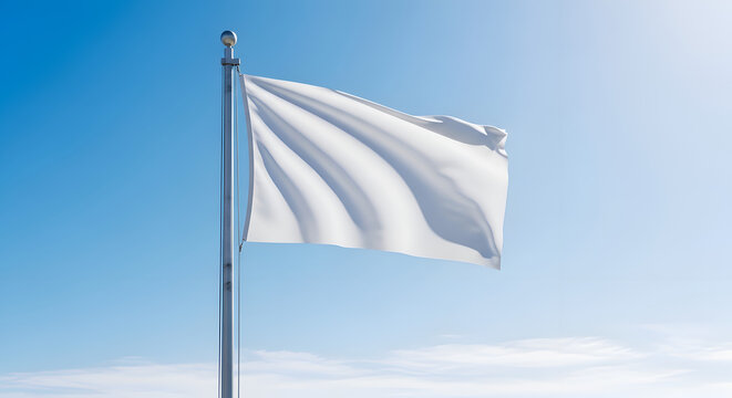 White flag waving in the wind.