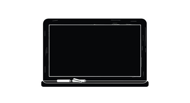 Blackboard Silhouette with Chalk and Eraser - Classroom Education and Teaching Icon