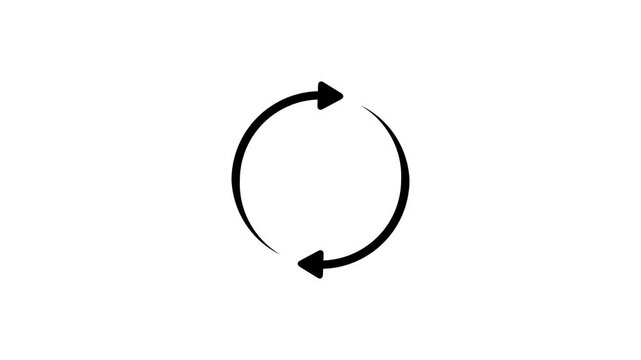 Black Double Circular Arrow Animation in Continuous Loop for Business Process and Information Sync