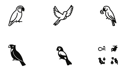 Obraz premium Exotic Avian Icons: A collection of meticulously crafted bird icons. Capturing the elegance of each avian form, a testament to the beauty of the bird world.
