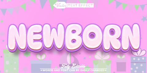 Fototapeta premium Soft Newborn Baby Tender Typography Vector Fully Editable Smart Object Text Effect