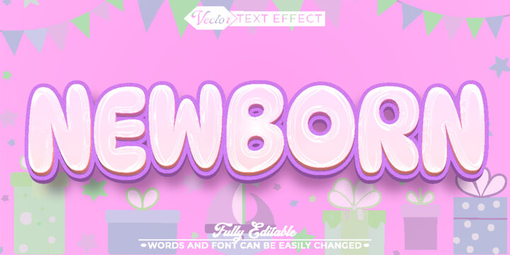  Soft Newborn Baby Tender Typography Vector Fully Editable Smart Object Text Effect