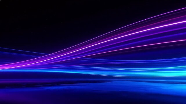 Abstract neon light streaks on dark background