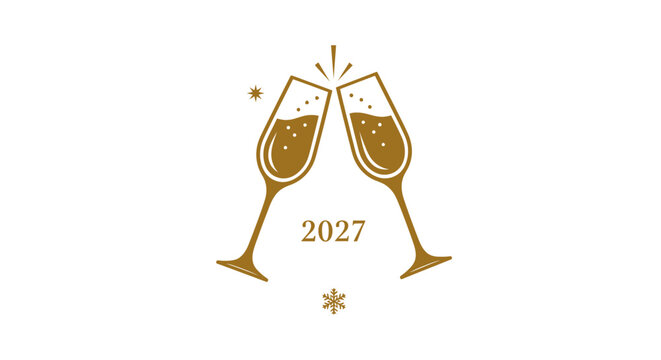 Champagne Glasses Celebrating New Year.