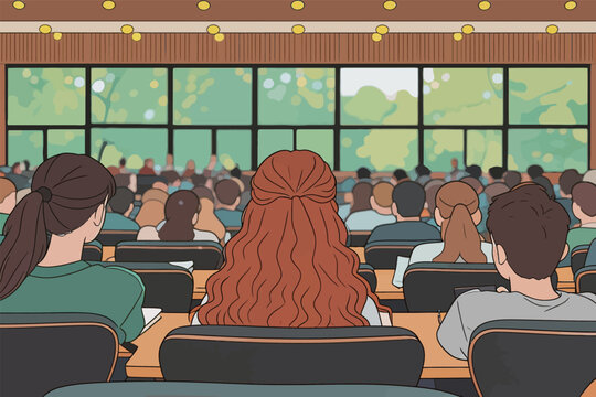 Students Attending a Lecture in a Large Classroom