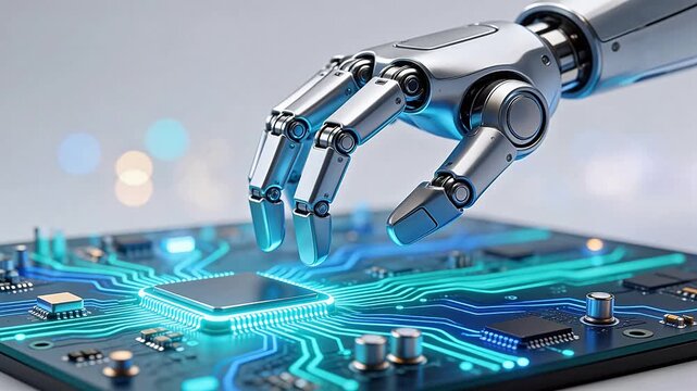 Robot hand on circuit board