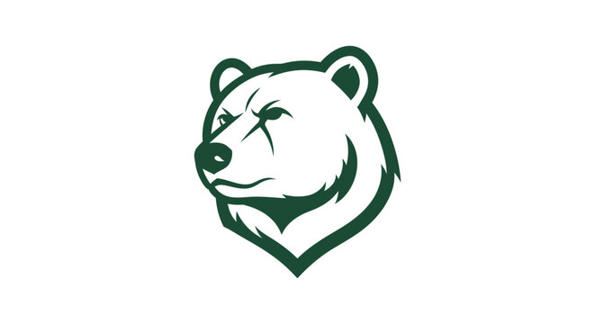 Green bear head logo illustration.