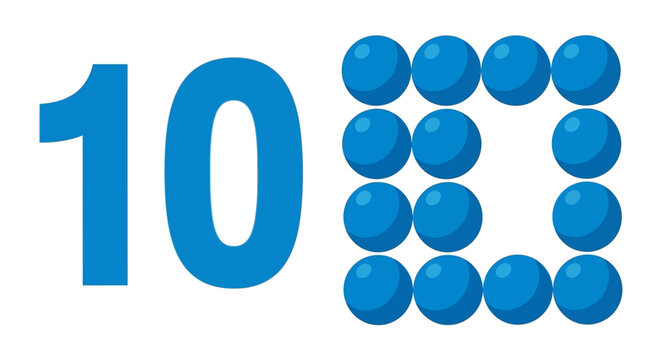 Number Ten Made of Blue Spheres.