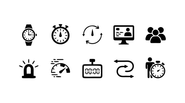Set of 12 minimalist gray for time and speed
